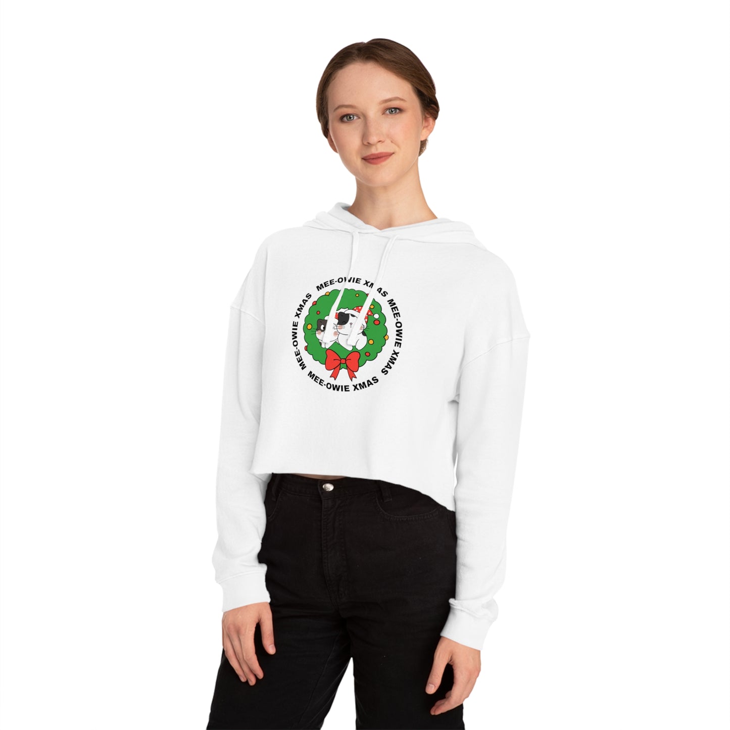 "MEE-OWIE XMAS"  Women’s Cropped Hooded Sweatshirt