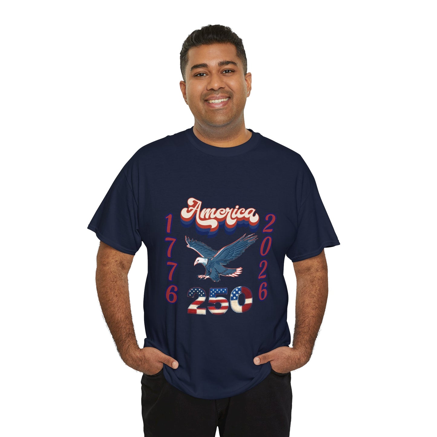 "America 1776-2026" Patriotic Eagle, Unisex Heavy Cotton T-Shirt — Our 250 YR. Celebration Tee!