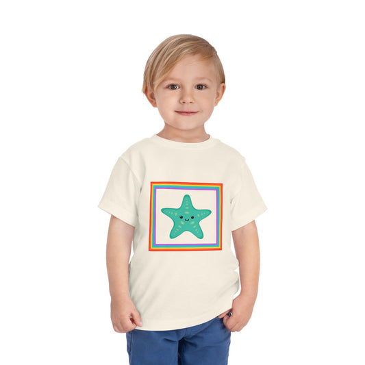 Cute "Starfish Toddler Tee" — Colorful Rainbow Frame Kids Shirt