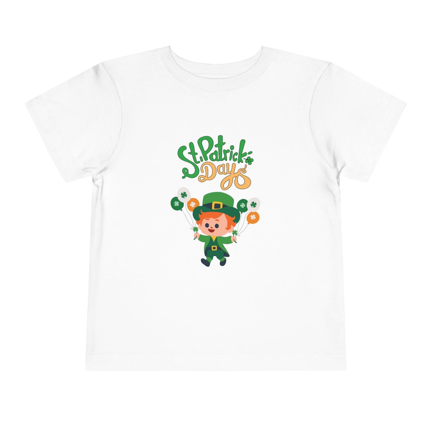 St. Patrick's Day Toddler Tee — Cute Leprechaun with Balloons