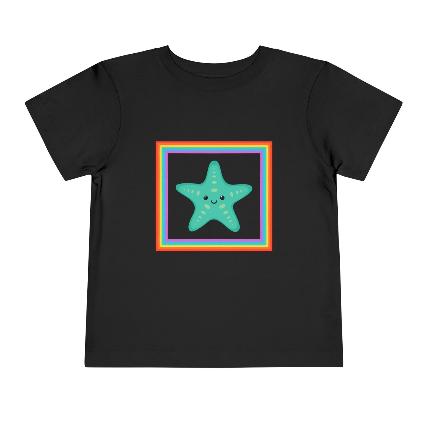 Cute "Starfish Toddler Tee" — Colorful Rainbow Frame Kids Shirt