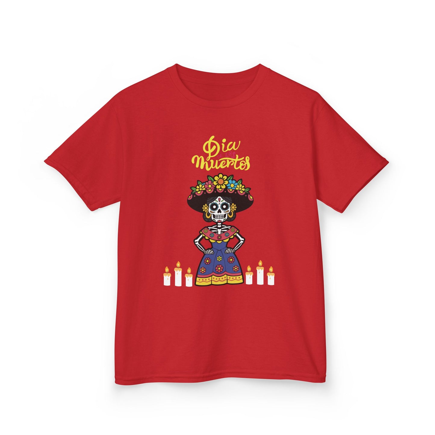 "Dia De Los Muertos" Kids Heavy CottonTee.  A Fun and Colorful Sugar Skull Design