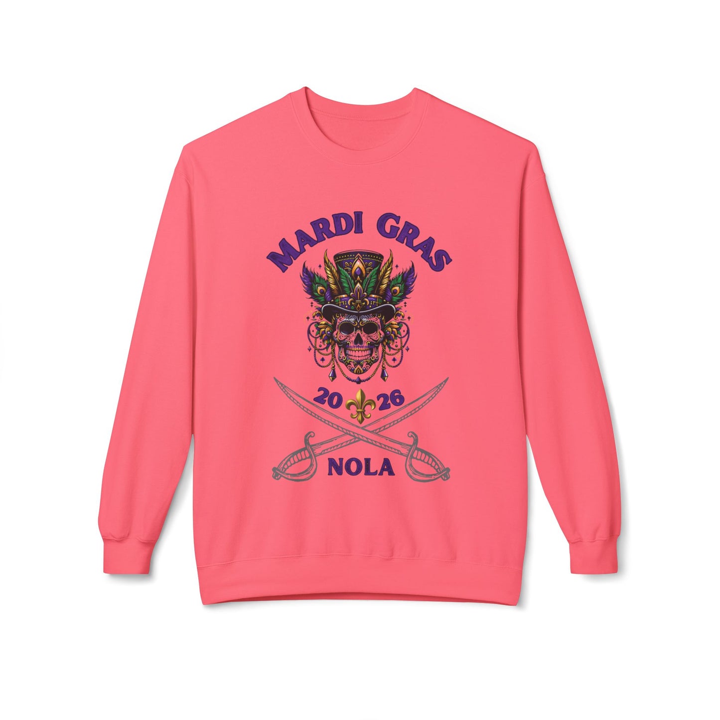 "Mardi Gras 2026 Voodoo Pirate" Crewneck Sweatshirt — A NOLA 2026 Festival Unisex Pullover Ideal For Celebrating Carnival & A Great Souvenir!