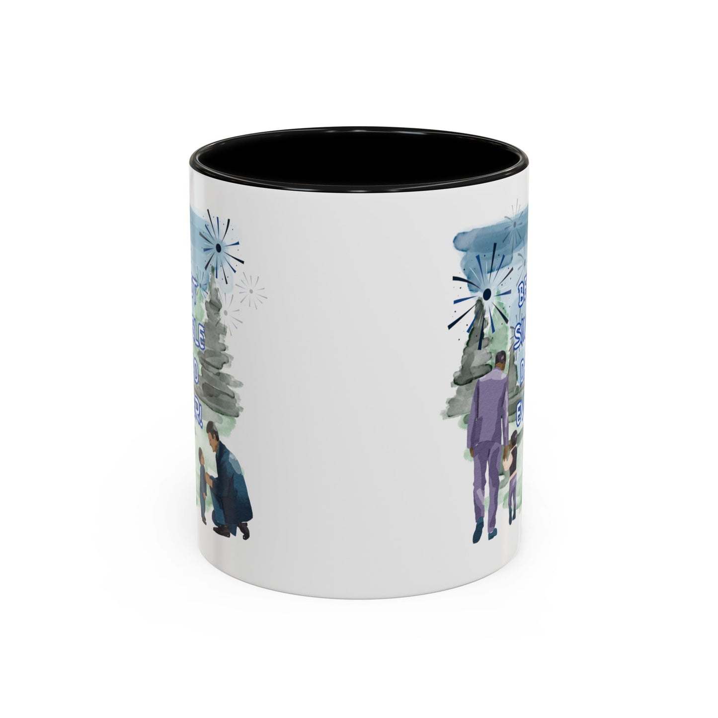 "Best Single Dad Ever"  Retro Style Nature Setting, Accent Coffee Mug (11 oz, 15 oz)