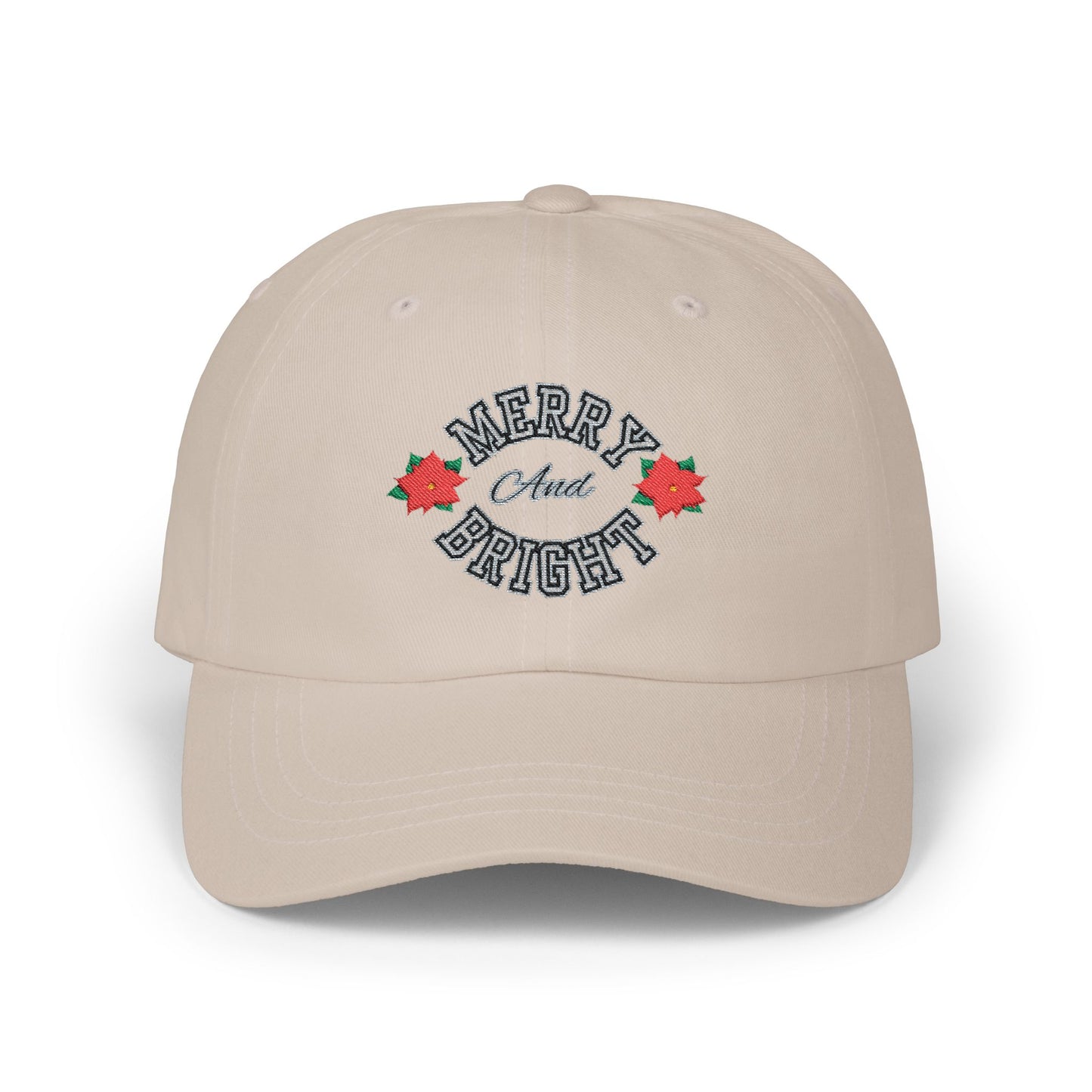 Merry & Bright Dad Cap — Embroidered Holiday Baseball Hat
