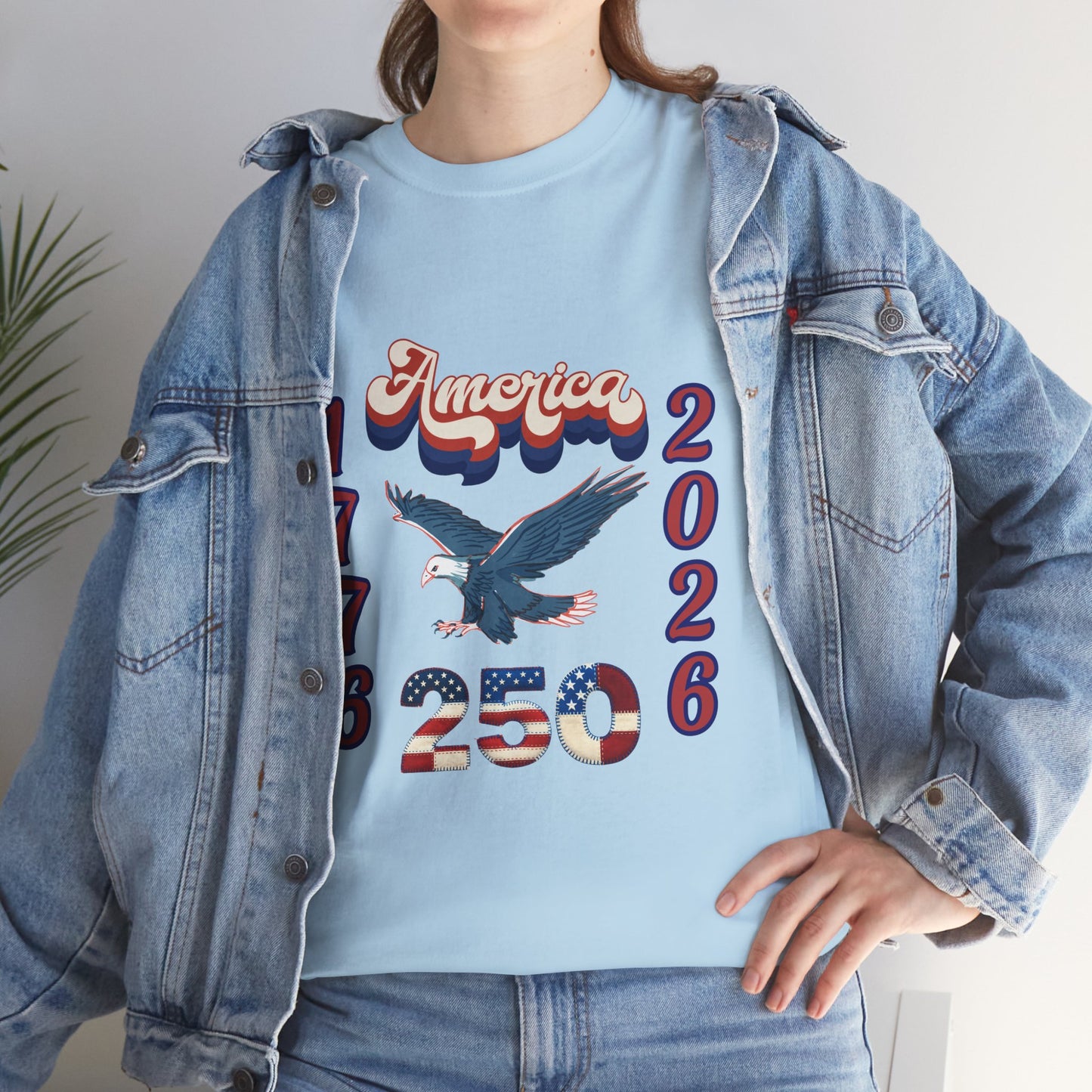 "America 1776-2026" Patriotic Eagle, Unisex Heavy Cotton T-Shirt — Our 250 YR. Celebration Tee!