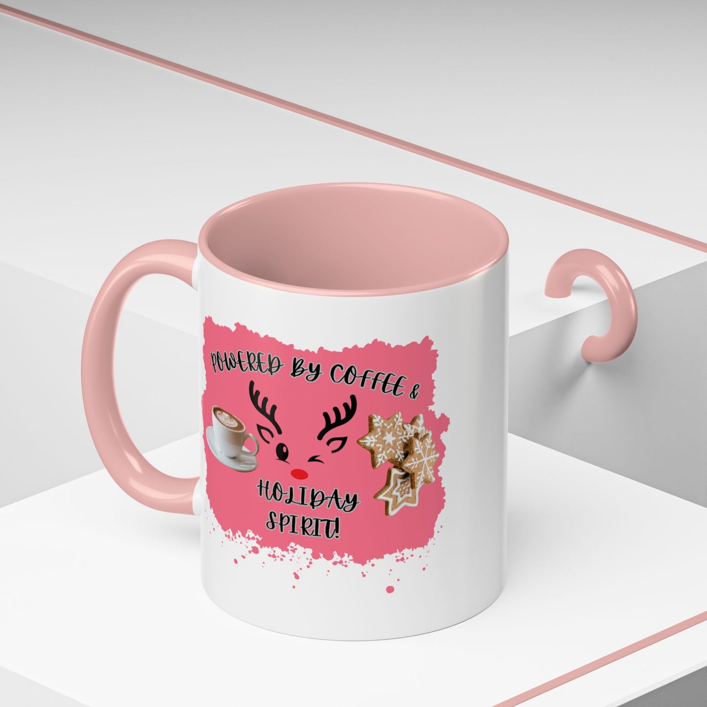 "Powered By Coffee & Christmas Spirit!" Accent Coffee Mug (11oz & 15oz)