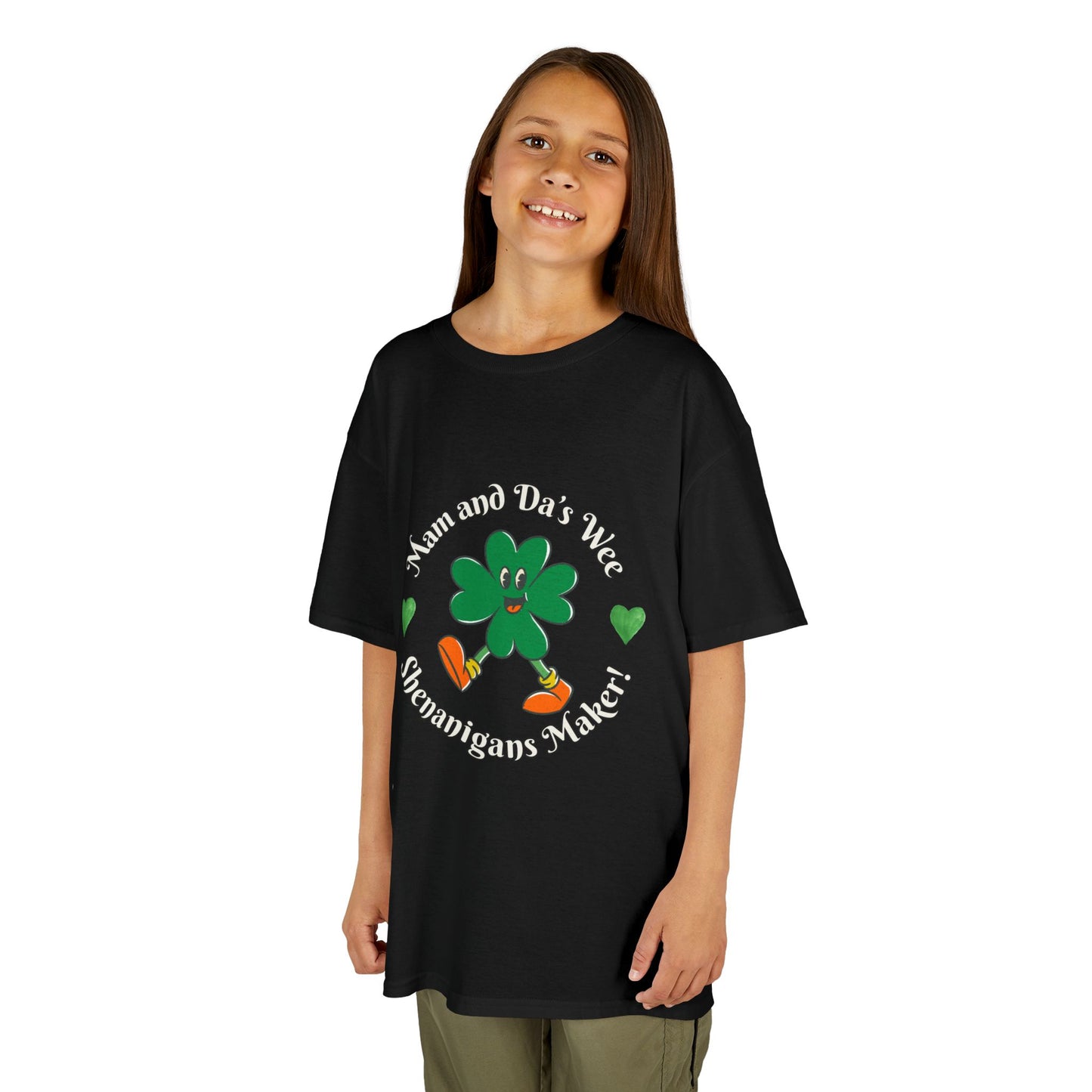 "Mam and Da's Wee Shenanigans Maker" Kids/Youth Heavy Cotton Tee.  A Fun Tee For The Kids To Wear Around St. Patrick's Day!