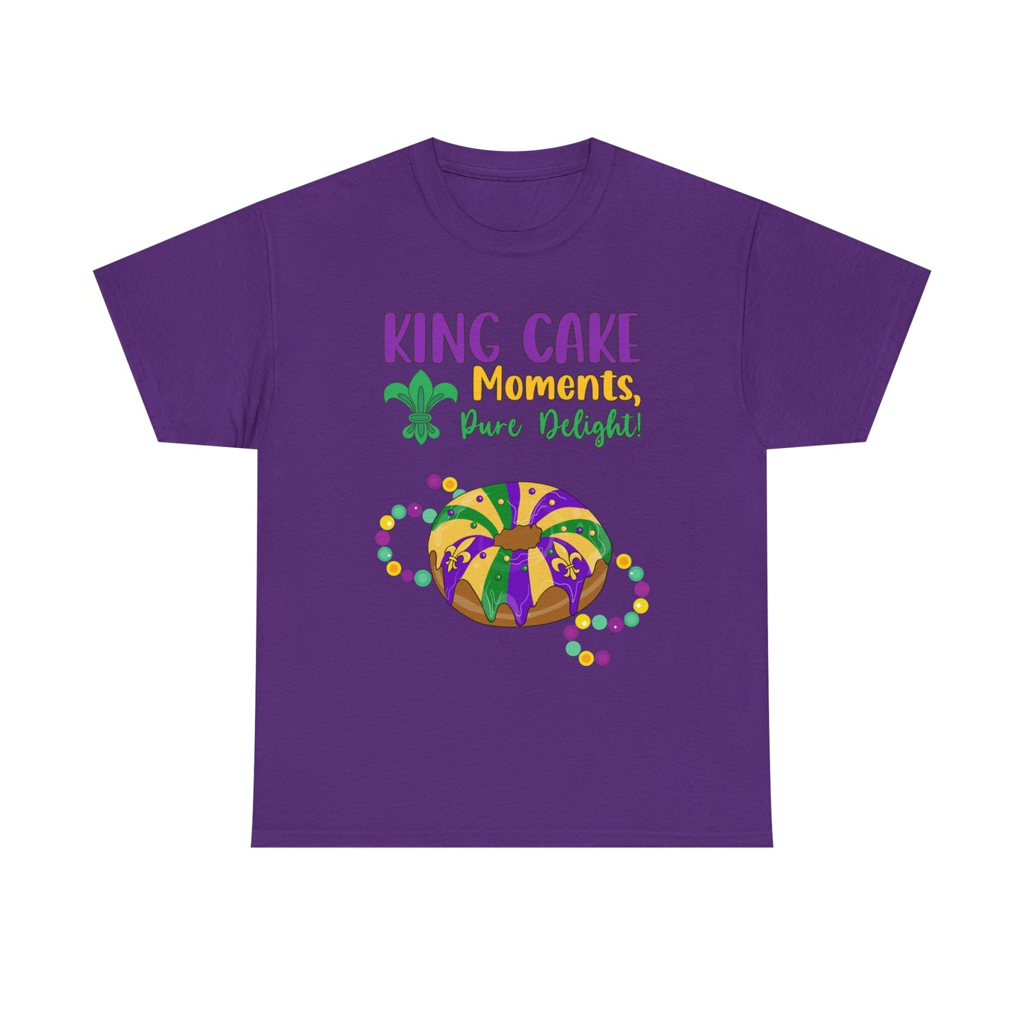 "Mardi Gras King Cake" Unisex Heavy Cotton  Adult Tee — "A King Cake Moment — Pure Delight"