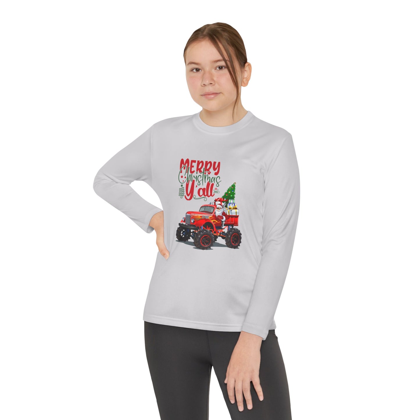 "Merry Christnas Y'all" Youth Long Sleeve Competitor Tee