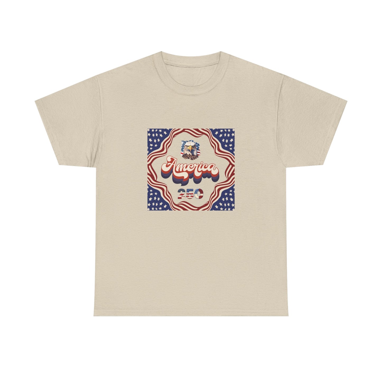Unisex Heavy Cotton T-Shirt — Retro "America 250" Patriotic Eagle Graphic: 4th of July Celebration Tee
