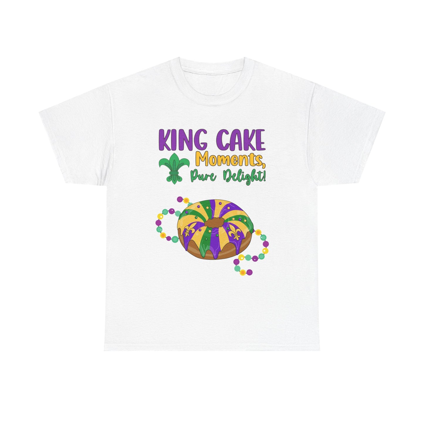 "Mardi Gras King Cake" Unisex Heavy Cotton  Adult Tee — "A King Cake Moment — Pure Delight"