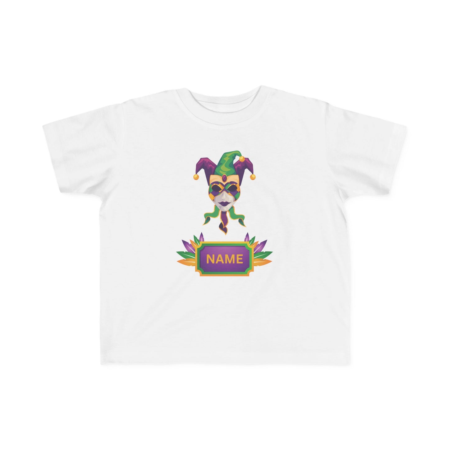 Personalized "Jester Mask" Mardi Gras Toddler Tee — Your Little "Jester"  Will Love Wearing This Fun Tee!