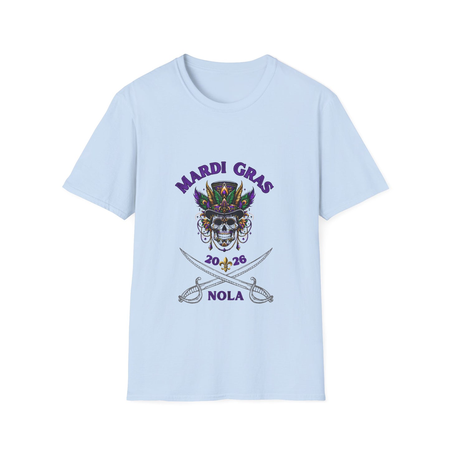 "Mardi Gras 2026 NOLA" Voodoo Pirate" Tee — This NOLA Carnival, Unisex Light Weight  Tee Is Great For The Warm Carnival Days & Nights!