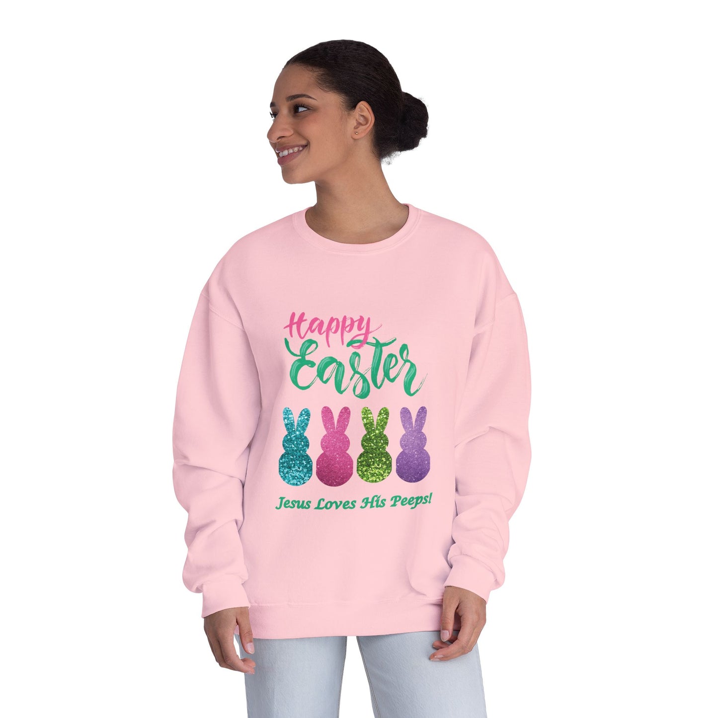 "Happy Easter-Jesus Loves His Peeps!", Unisex NuBlend® Crewneck Sweatshirt