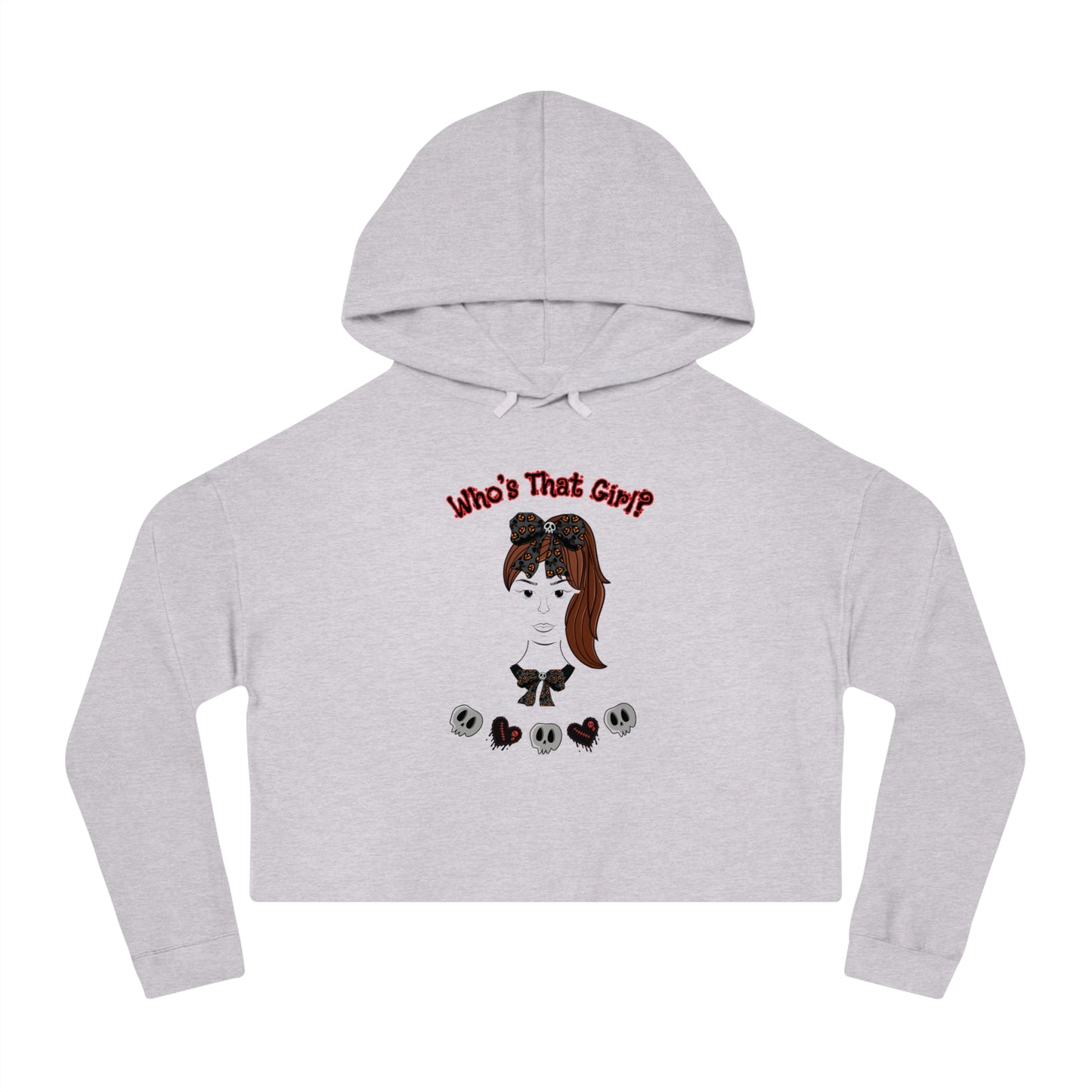Spectral "Who's That Girl?"  Trendy Women’s Cropped Hooded Sweatshirt.  Unique "Goth Vibe" Crop Top!