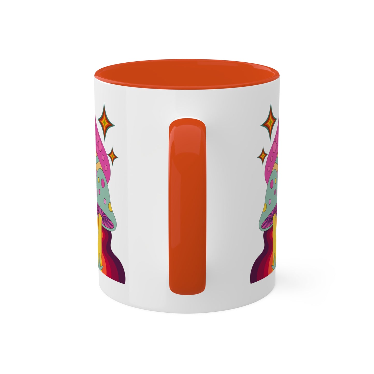 "Groovy Mushrooms" 11 oz White Mug with Colorful Accents
