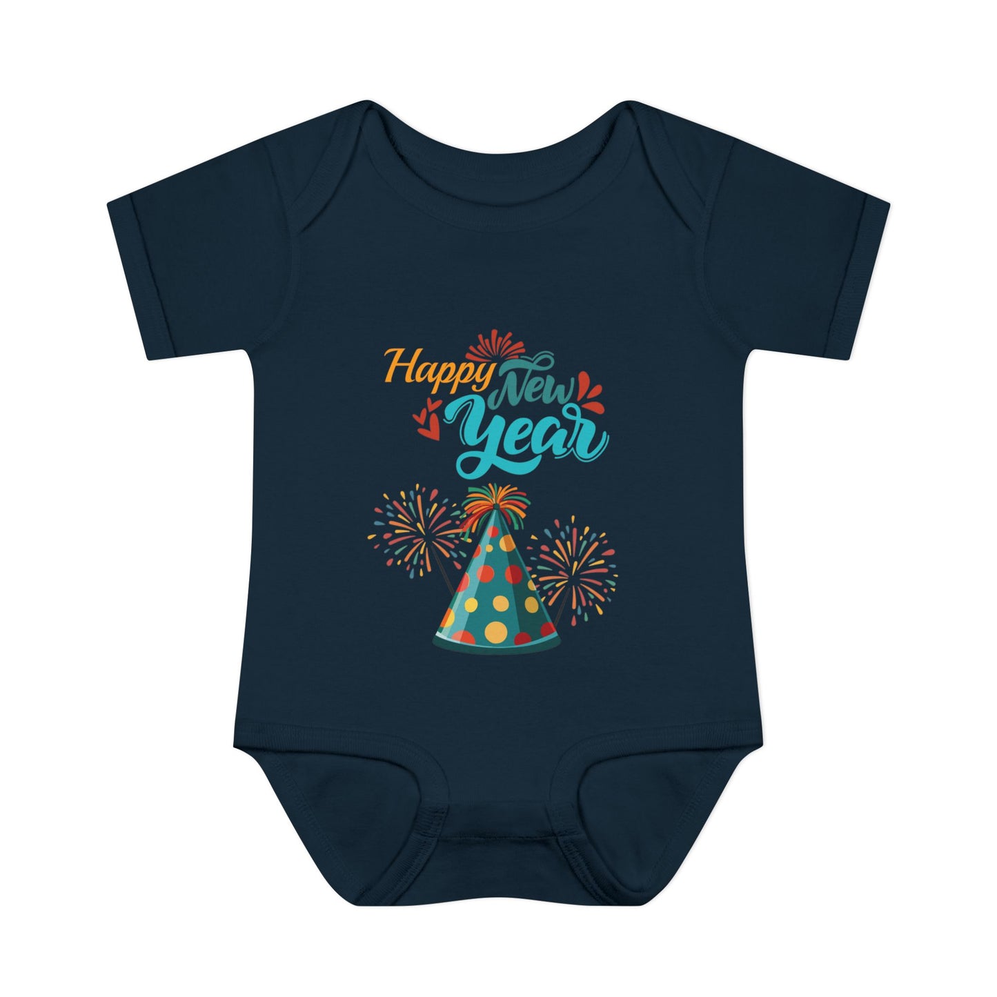 "Happy New Year- Party Hat"  Baby"Happy New Year-Party Hat" Bodysuit/Onesie.  A Colorful And Fun Way For Baby To Share In The Festivities!
