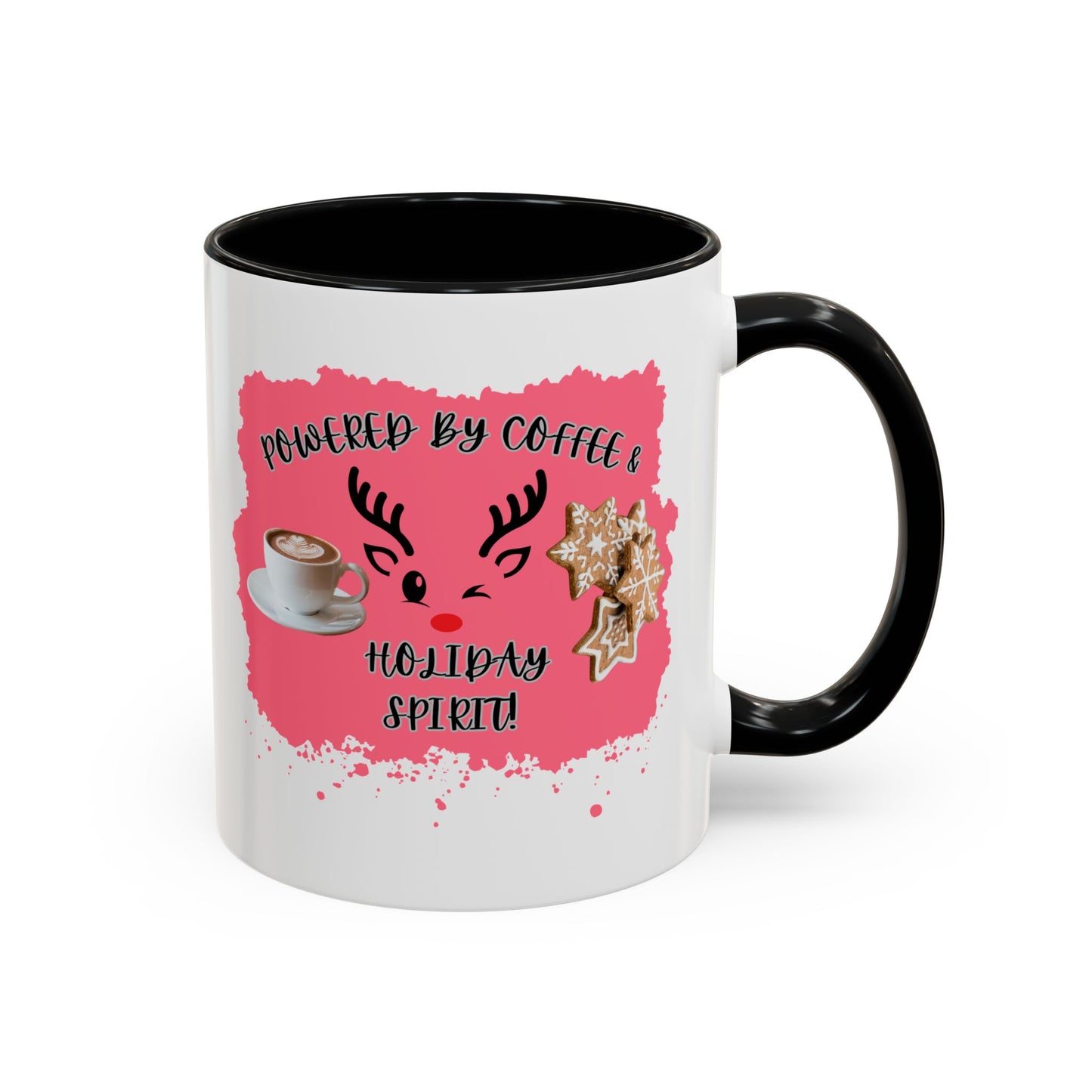 "Powered By Coffee & Christmas Spirit!" Accent Coffee Mug (11oz & 15oz)