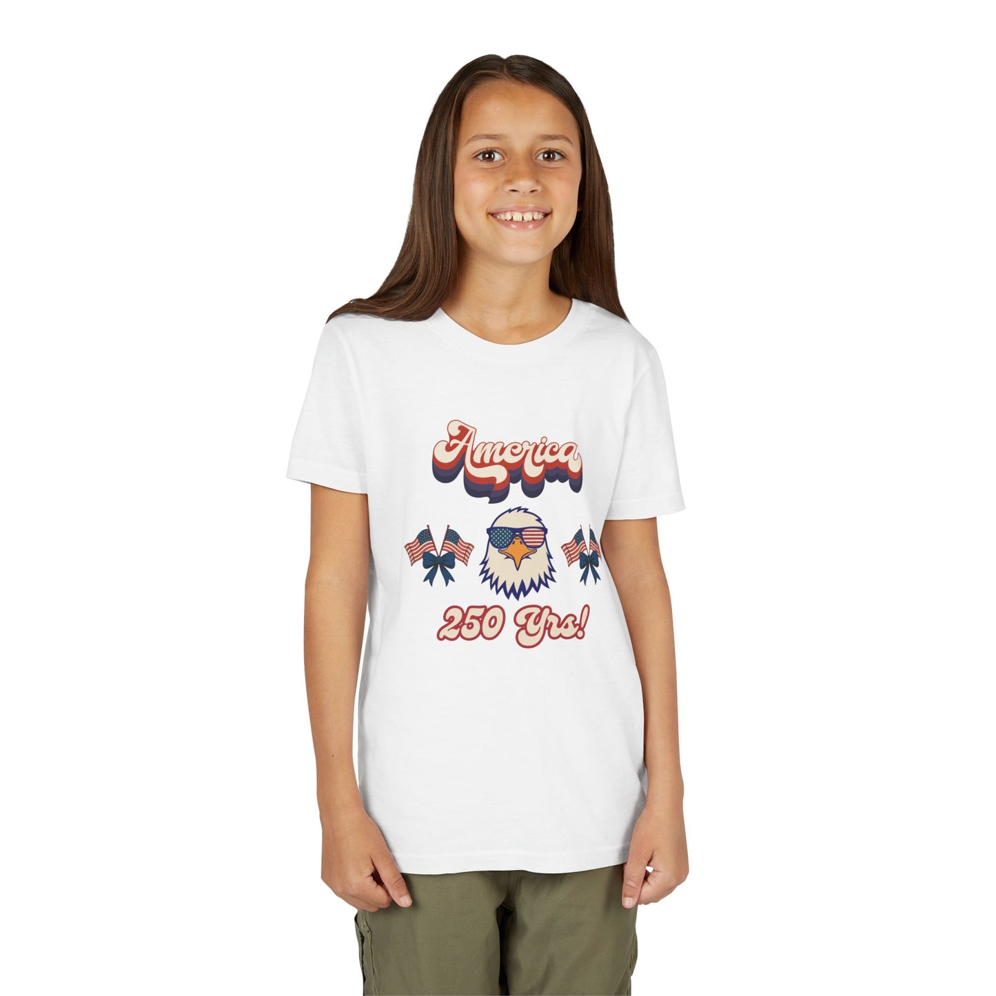 Youth Tee — Retro "America 250 yrs!" Eagle Independence Day T-Shirt