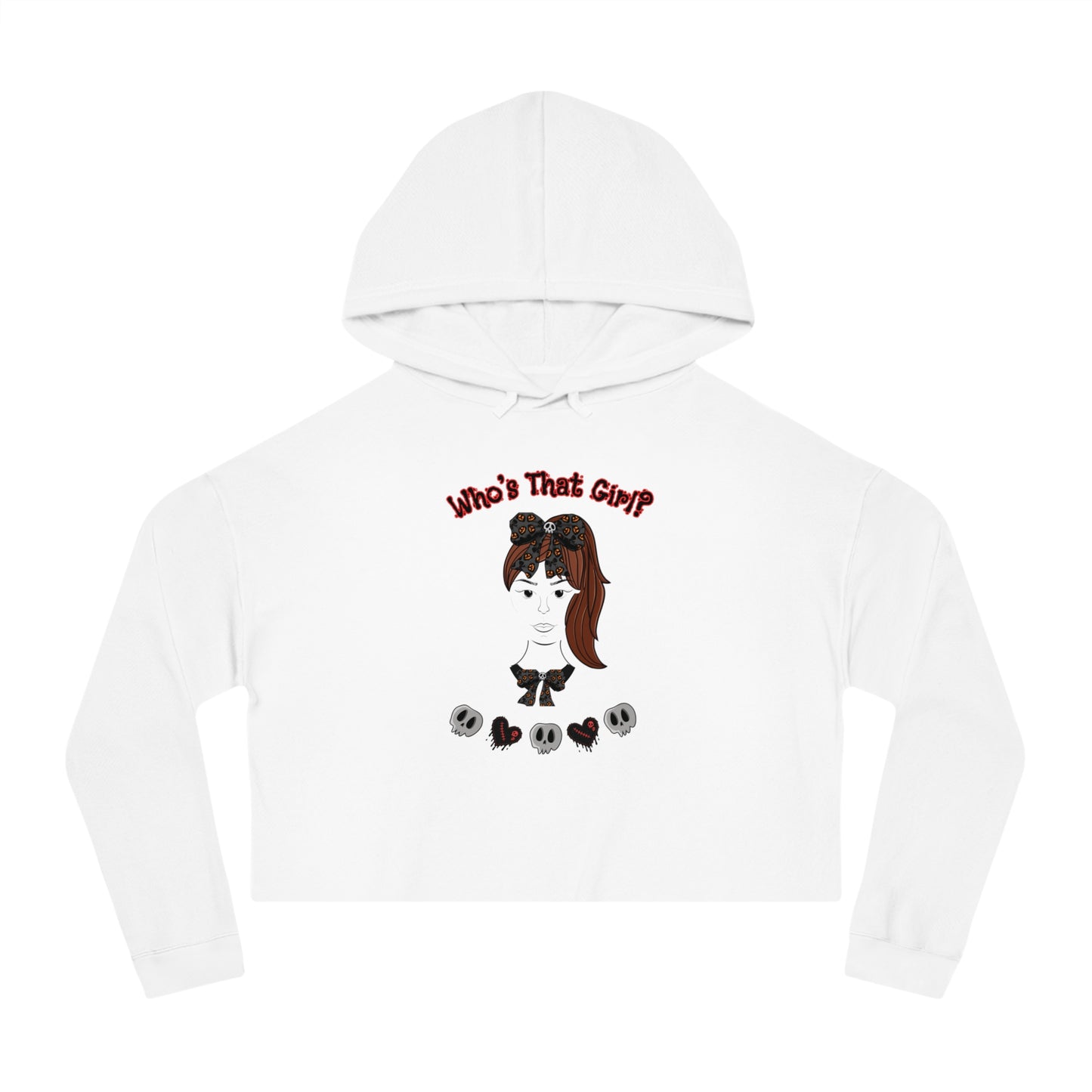 Spectral "Who's That Girl?"  Trendy Women’s Cropped Hooded Sweatshirt.  Unique "Goth Vibe" Crop Top!