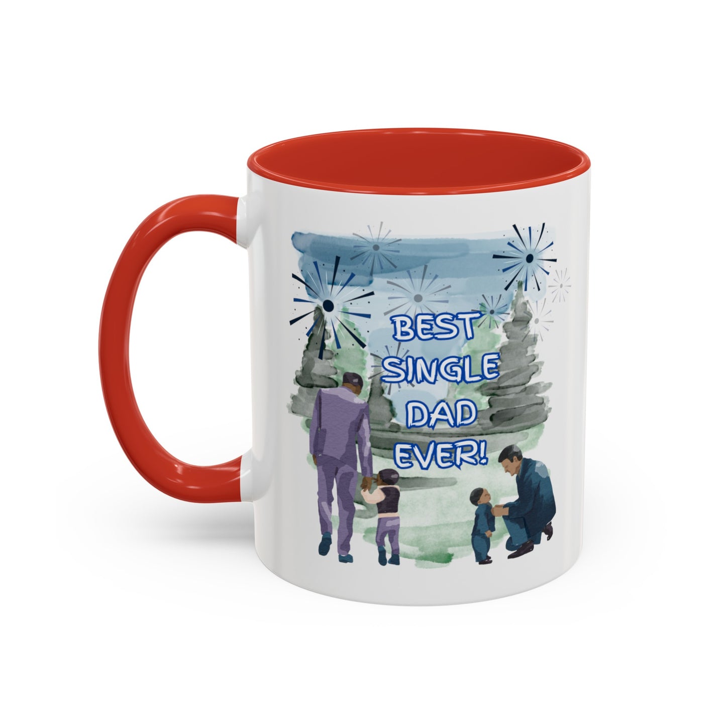"Best Single Dad Ever"  Retro Style Nature Setting, Accent Coffee Mug (11 oz, 15 oz)