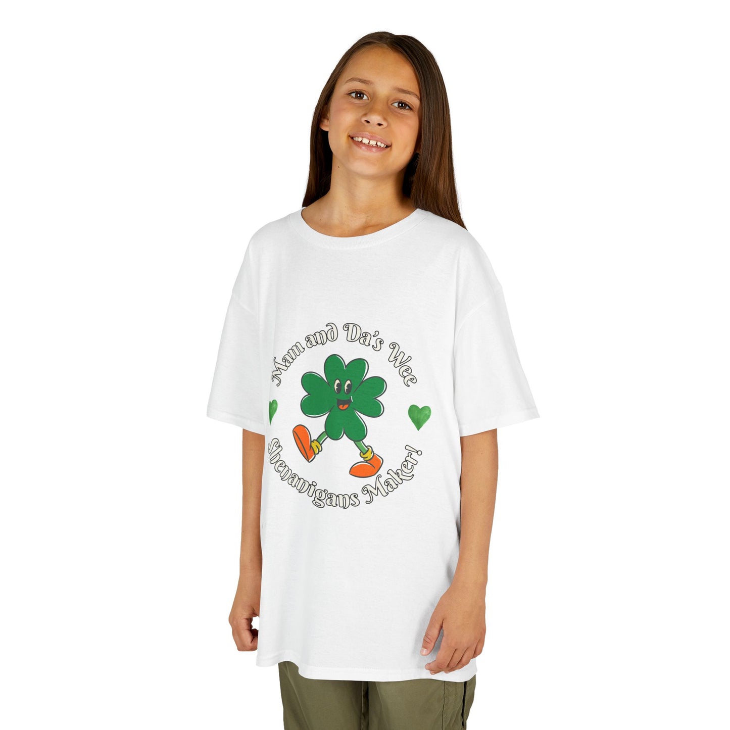 "Mam and Da's Wee Shenanigans Maker" Kids/Youth Heavy Cotton Tee.  A Fun Tee For The Kids To Wear Around St. Patrick's Day!