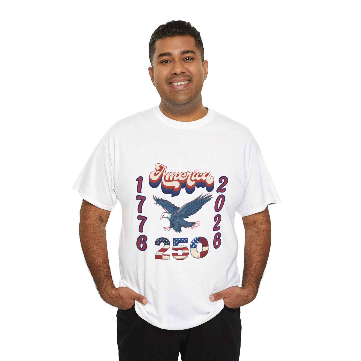 "America 1776-2026" Patriotic Eagle, Unisex Heavy Cotton T-Shirt — Our 250 YR. Celebration Tee!