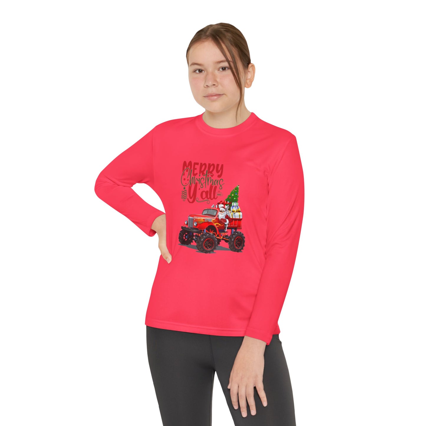 "Merry Christnas Y'all" Youth Long Sleeve Competitor Tee