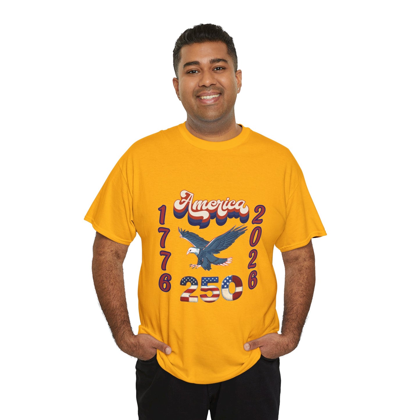 "America 1776-2026" Patriotic Eagle, Unisex Heavy Cotton T-Shirt — Our 250 YR. Celebration Tee!