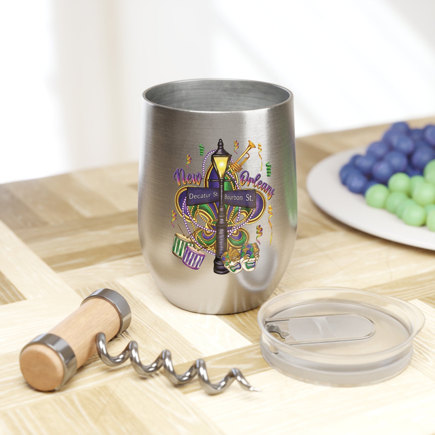 Mardi Gras French Quarter  16oz Wine Tumbler — Colorful New Orleans Party Design