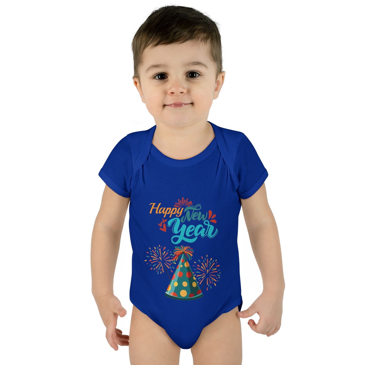 "Happy New Year- Party Hat"  Baby"Happy New Year-Party Hat" Bodysuit/Onesie.  A Colorful And Fun Way For Baby To Share In The Festivities!