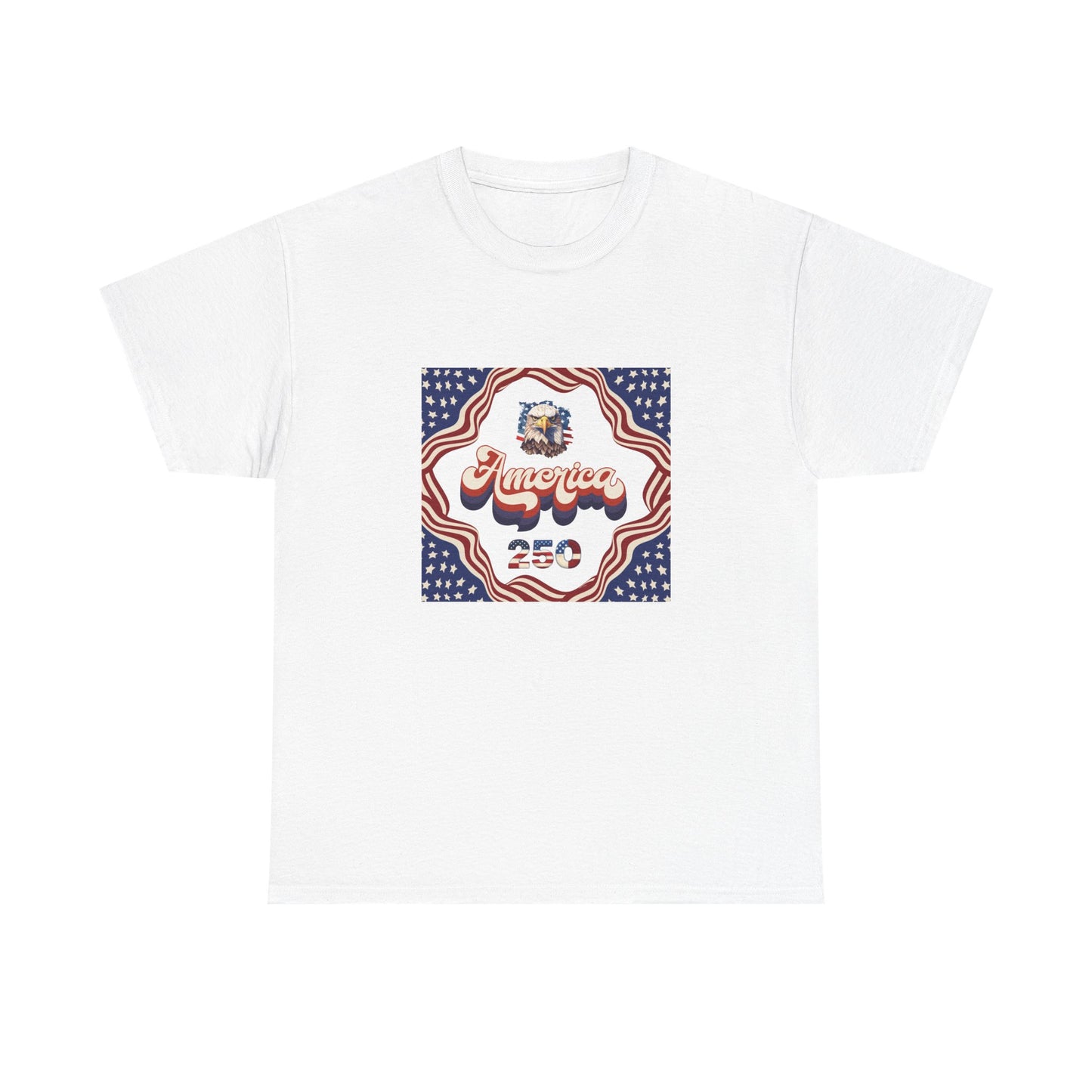 Unisex Heavy Cotton T-Shirt — Retro "America 250" Patriotic Eagle Graphic: 4th of July Celebration Tee