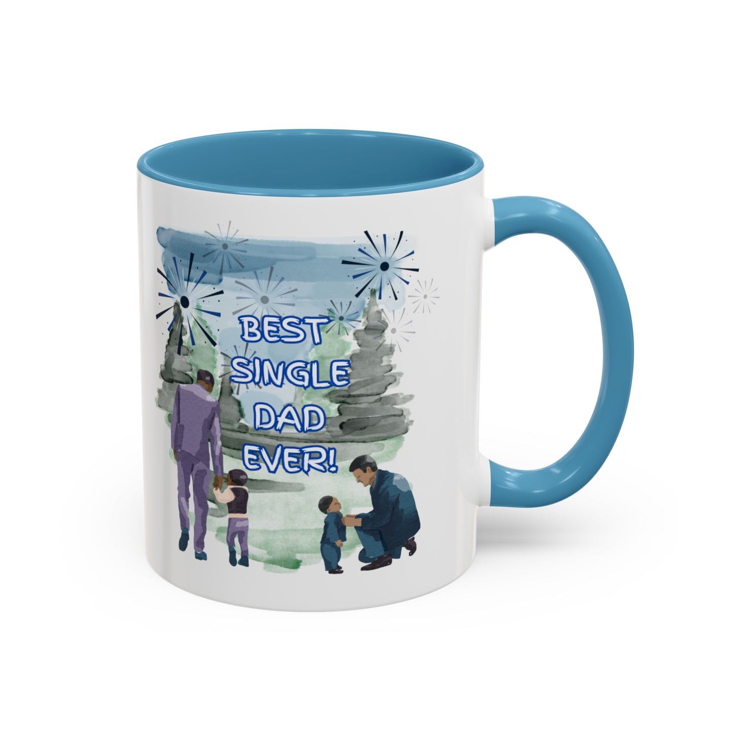 "Best Single Dad Ever"  Retro Style Nature Setting, Accent Coffee Mug (11 oz, 15 oz)
