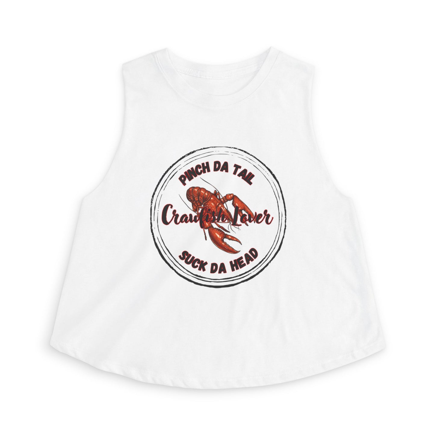 "Crawfish Lover" Crop Top — "Pinch Da Tail, Suck Da Head" Cajun Seafood-Flowy Cropped Tank. Make A  Statement In More Ways Than One!