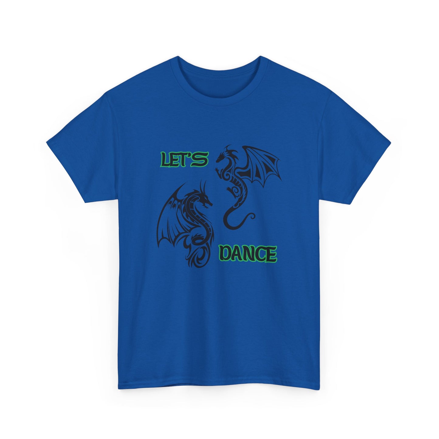 "Let's Dance" Unisex Heavy Cotton Tee, Black/Green text