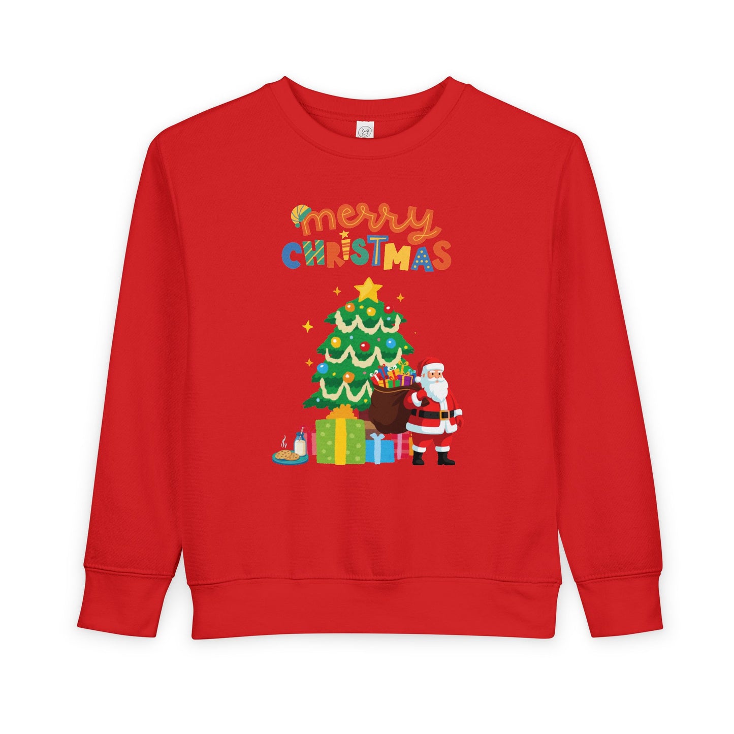 Toddler Sweatshirt — Merry Christmas Santa & Tree Personalized Kids Crewneck