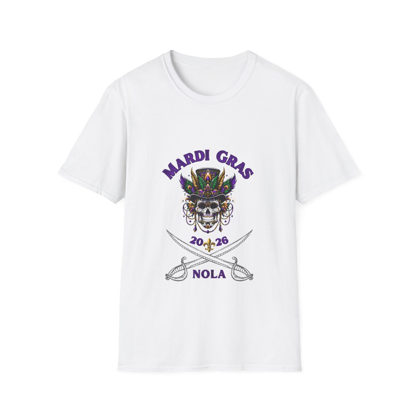 "Mardi Gras 2026 NOLA" Voodoo Pirate" Tee — This NOLA Carnival, Unisex Light Weight  Tee Is Great For The Warm Carnival Days & Nights!