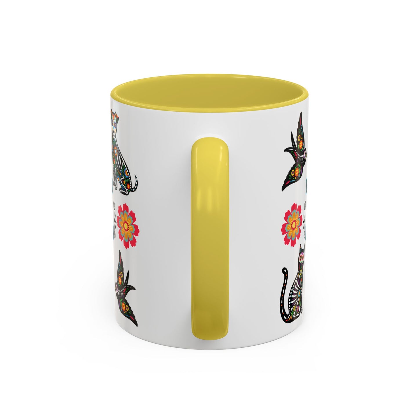 "El Dia De Los Muertos" Colorful White Ceramic Mugs with Colorful Accents Mugs, 11oz and 15oz