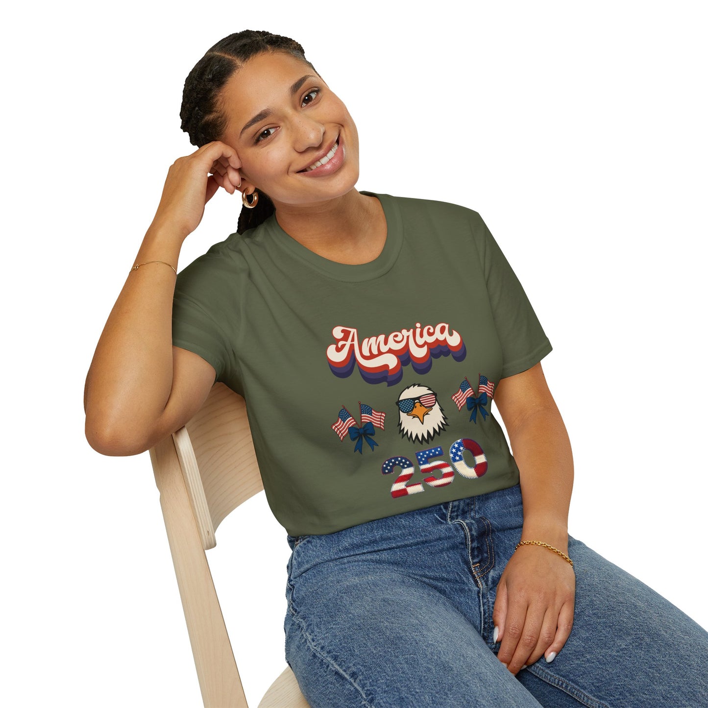 Patriotic " Retro Cool America Eagle 250"  Unisex T-Shirt
