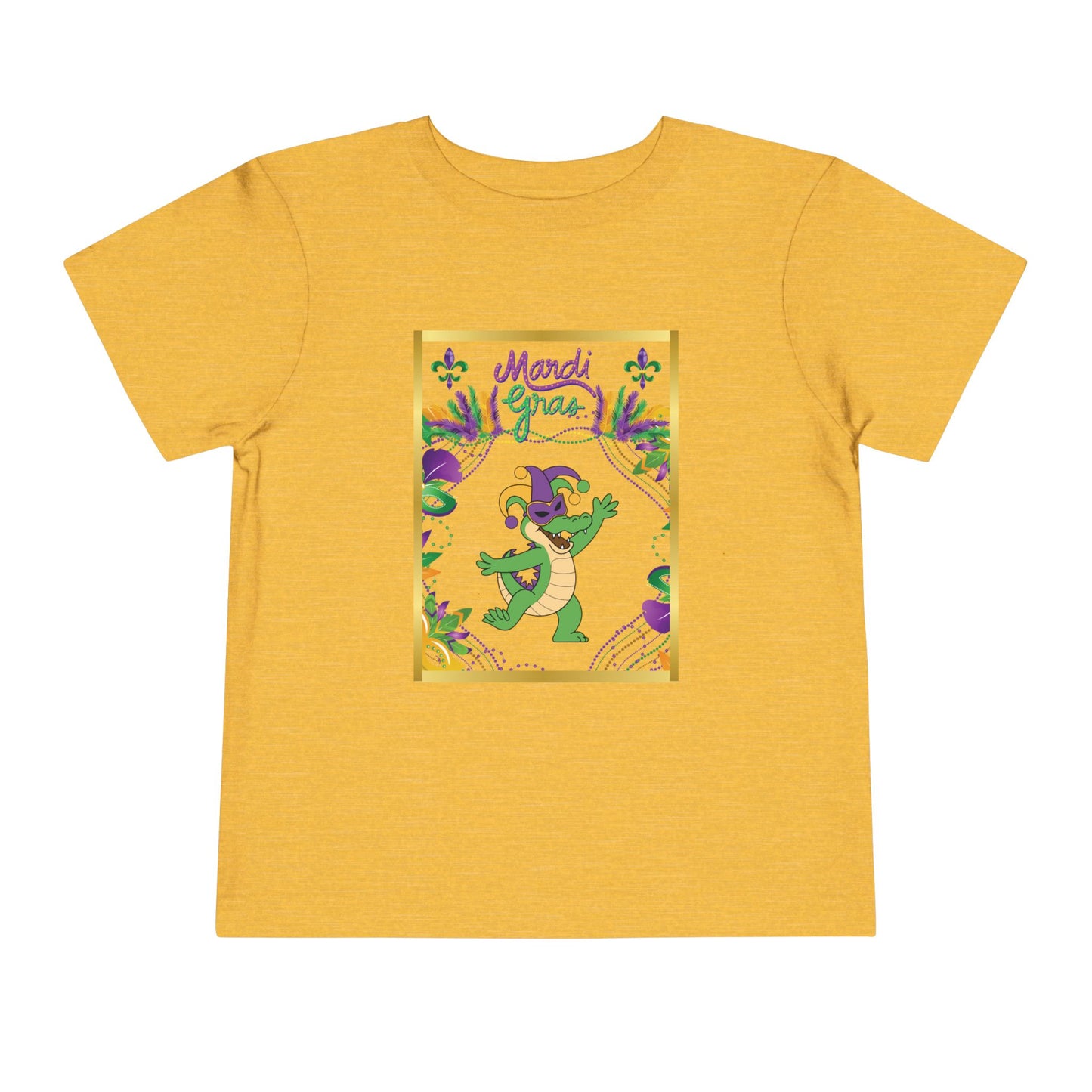 "Mardi Gras Gator" Toddler Tee.  This Masked Alligator Is Ready To Celebrate Mardi Gras In Purple, Gold And Green!