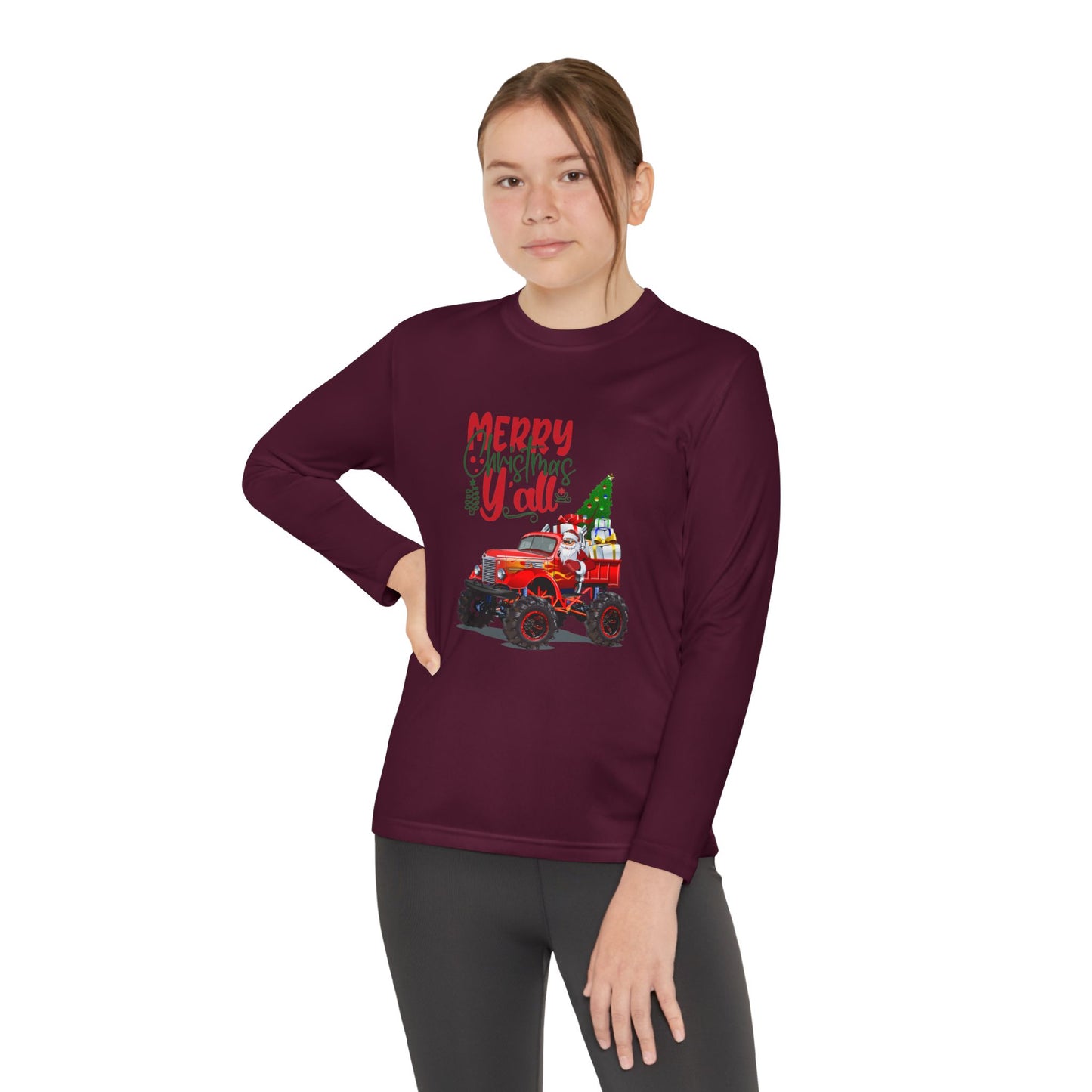 "Merry Christnas Y'all" Youth Long Sleeve Competitor Tee