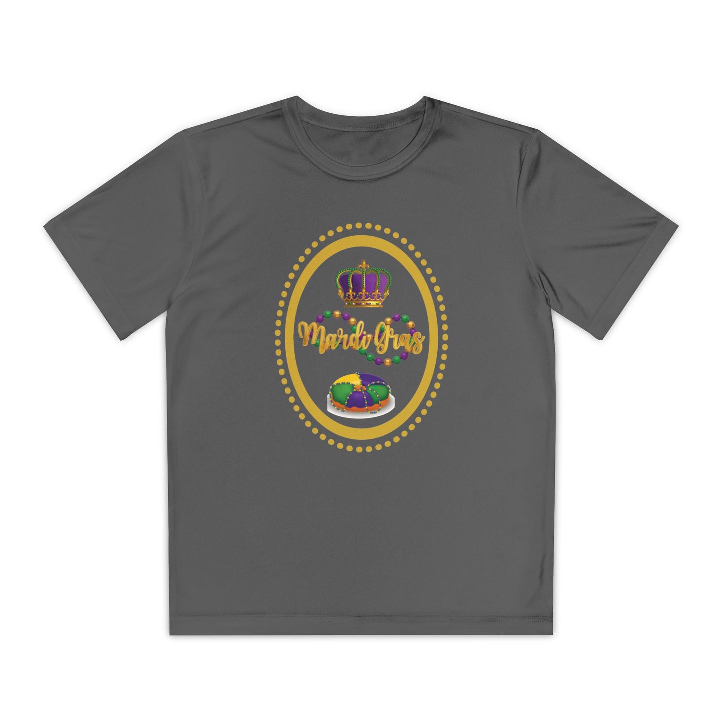 "Mardi Gras King Cake" Youth Tee — Vibrant Parade & Party Shirt!