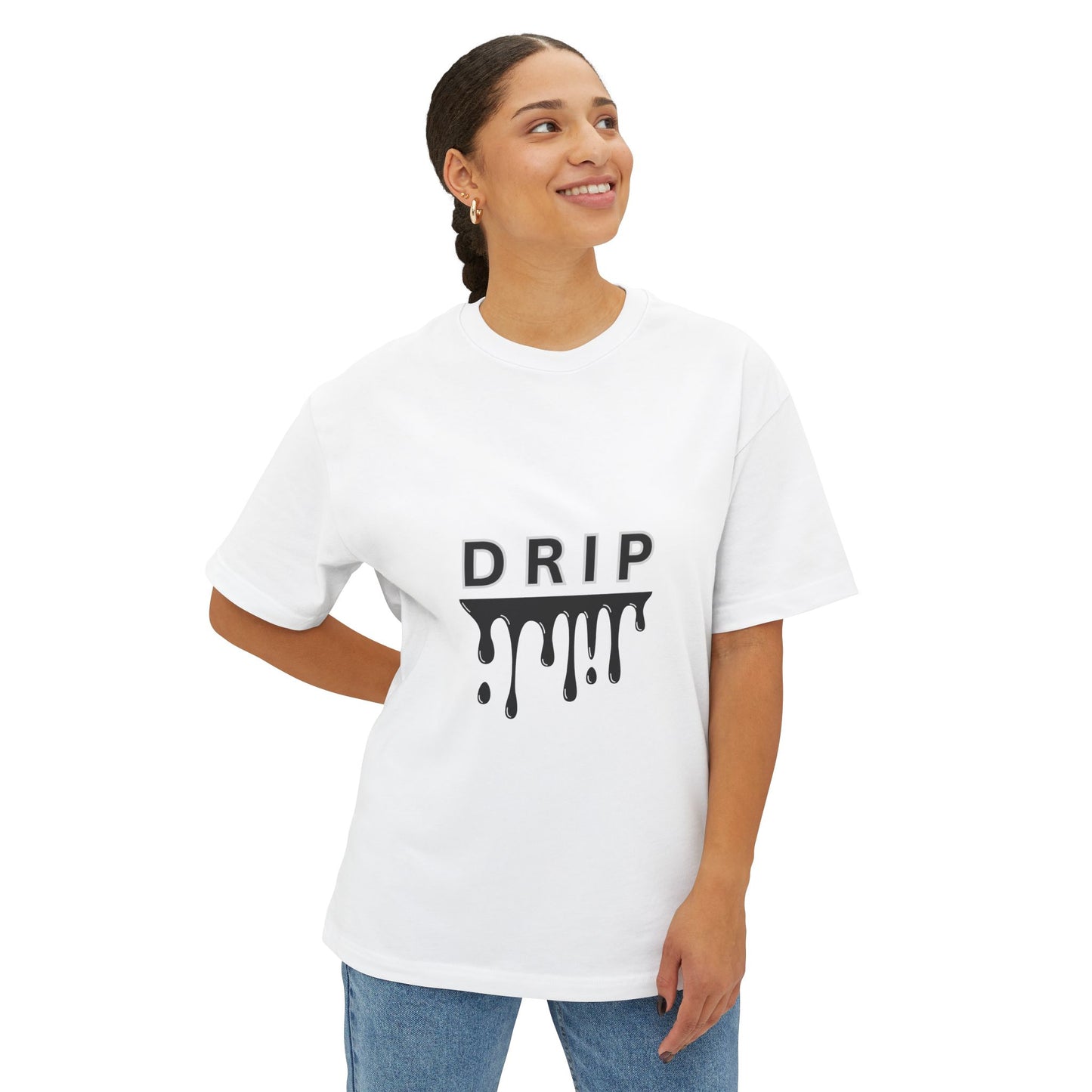 Trendy "Drip" Graphic Oversized Unisex Tee in White