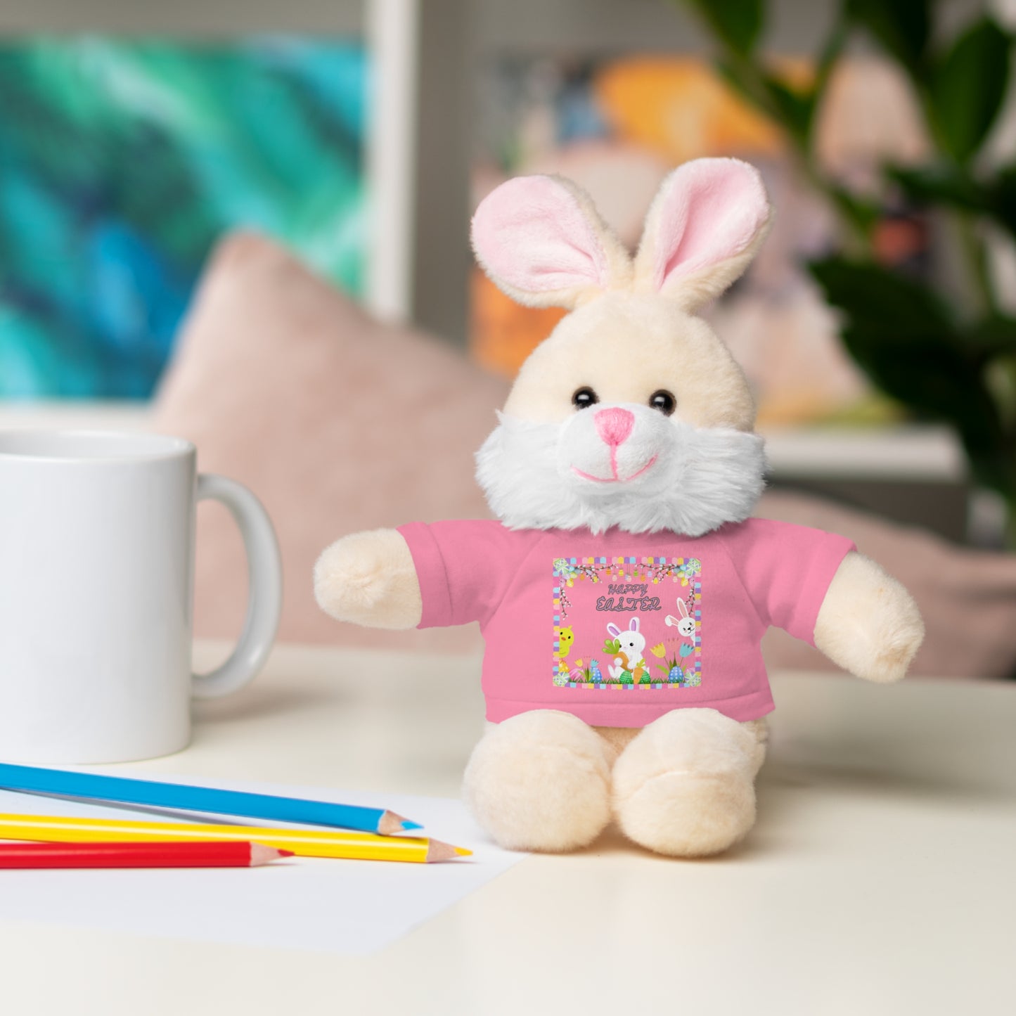 " Happy Easter" Stuffed Animals with Tee, Bunny and Lamb