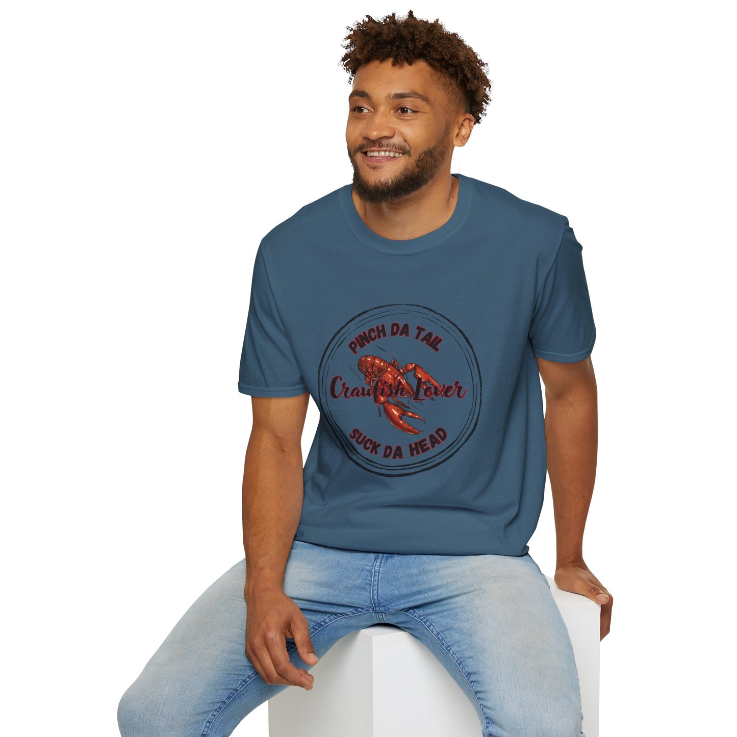 Crawfish Lover T-Shirt — “Pinch Da Tail, Suck Da Head” Cajun Seafood Shirt