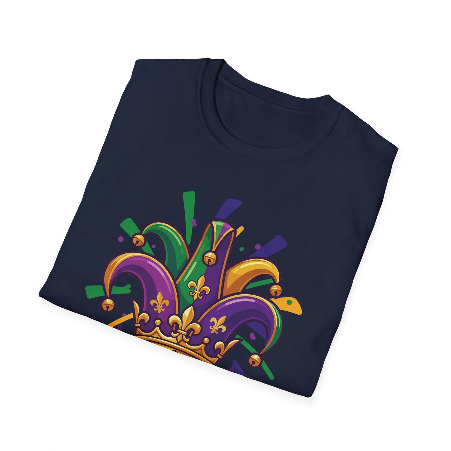 "Mardi Gras Jester Crown" T-Shirt — Colorful, Festive Tee To Wear Alone Or Layered Under A Jacket While Enjoying The Festivities!