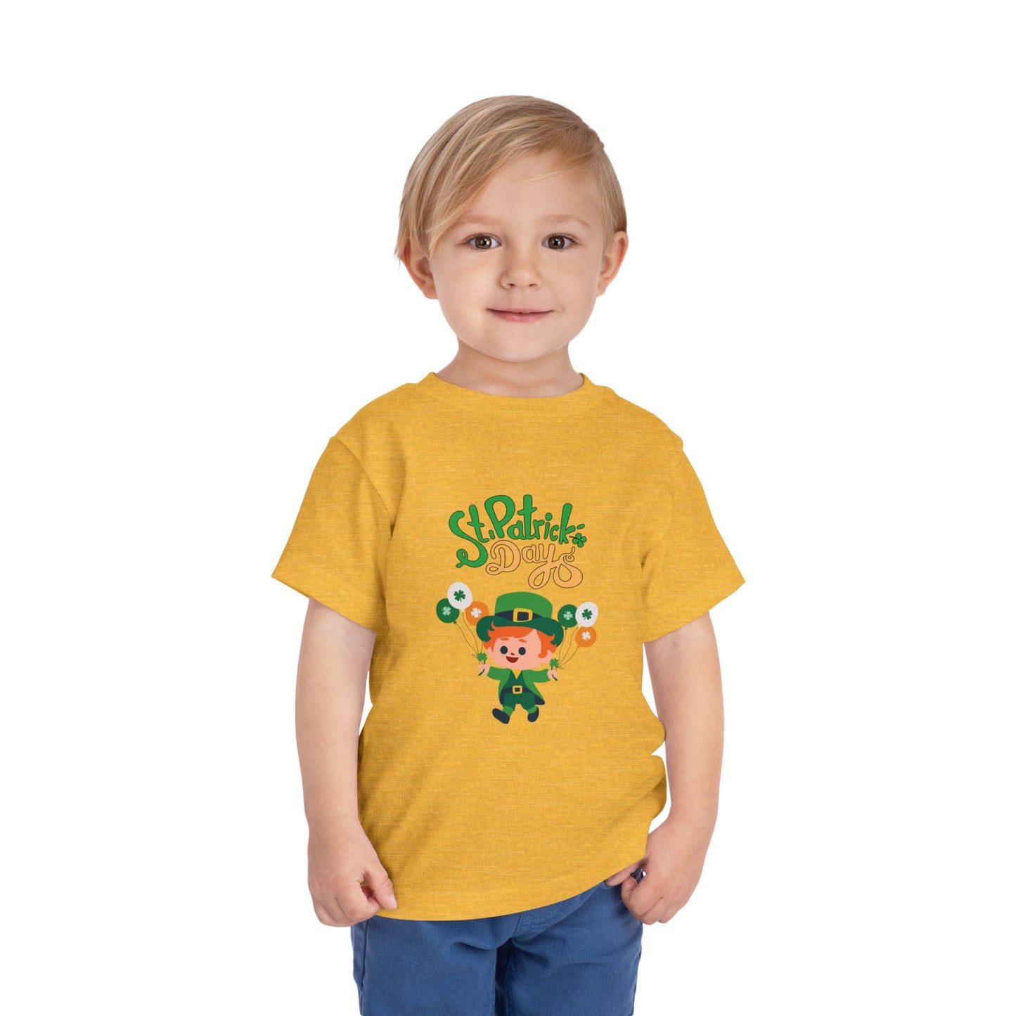 St. Patrick's Day Toddler Tee — Cute Leprechaun with Balloons