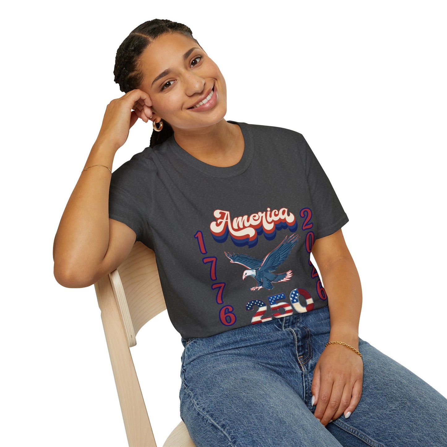 America 1776–2026 Patriotic T-Shirt — Soaring Eagle & Retro Script ,250th Anniversary Tee