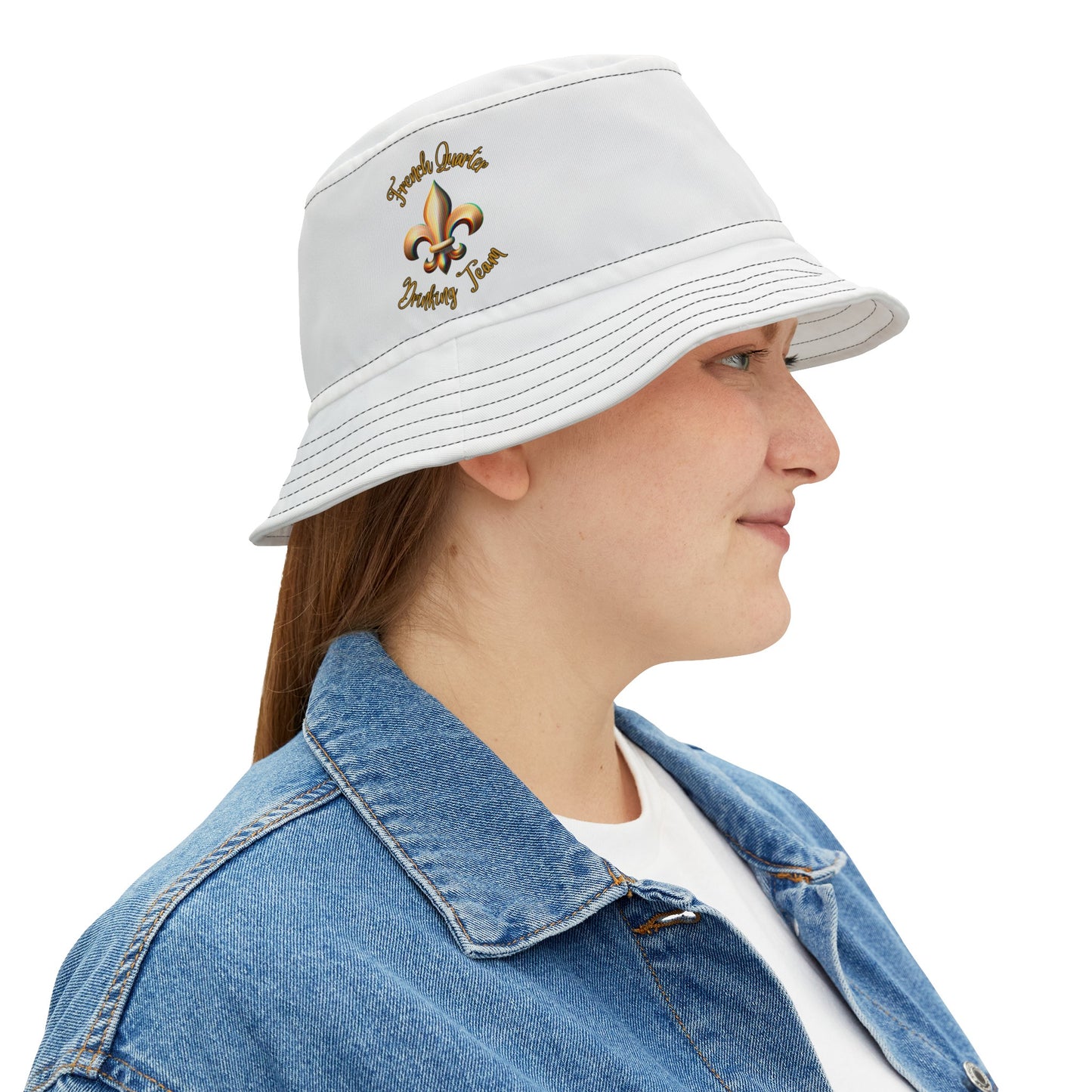 "French Quarter Drinking Team"  White Bucket Hat with Black or White Stitching